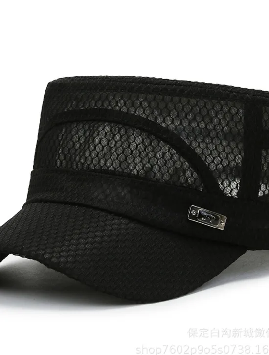 Hot OUKU Men's Baseball Cap Dark Navy khaki Gauze Mesh Streetwear Stylish Casual Daily Outdoor clothing Holiday Plain Sunscreen