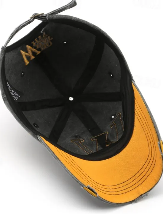 Outlet OUKU Men's Baseball Cap Sun Hat Trucker Hat Black khaki 100% Cotton Embroidered Fashion Casual Street Daily Patchwork Letter Adjustable Sunscreen Breathable