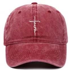 Outlet OUKU Men's Baseball Cap Sun Hat Black Wine Polyester Faith Letter Travel Beach Vacation Casual Plain Adjustable Fashion