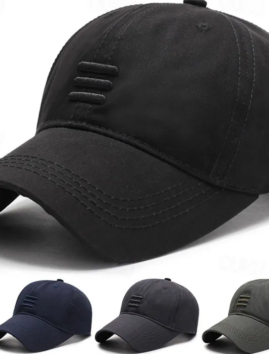 OUKU Men's Baseball Cap Sun Hat Black Blue Cotton Travel Beach Outdoor Vacation Plain Adjustable Fashion Eye Protection