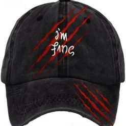 Online OUKU Men's Baseball Cap Sun Hat Trucker Hat Black khaki Cotton Adjustable Fashion Daily Wear Festival Graphic Pattern Halloween Casual / Daily