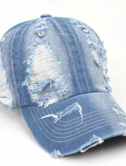 Outlet OUKU Men's Baseball Cap Sun Hat Trucker Hat Black Deep Blue Cotton Ripped Fashion Casual Street Daily Plain Adjustable Sunscreen Breathable