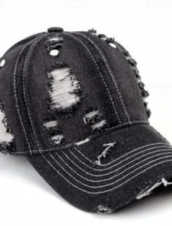 Outlet OUKU Men's Baseball Cap Sun Hat Trucker Hat Black Deep Blue Cotton Ripped Fashion Casual Street Daily Plain Adjustable Sunscreen Breathable