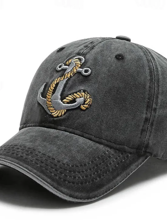 Sale OUKU Men's Baseball Cap Sun Hat Trucker Hat Black Navy Blue Polyester Embroidered Fashion Casual Street Daily Anchor Adjustable Sunscreen Breathable
