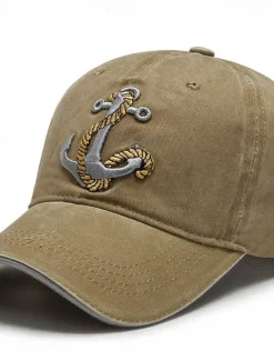 Sale OUKU Men's Baseball Cap Sun Hat Trucker Hat Black Navy Blue Polyester Embroidered Fashion Casual Street Daily Anchor Adjustable Sunscreen Breathable