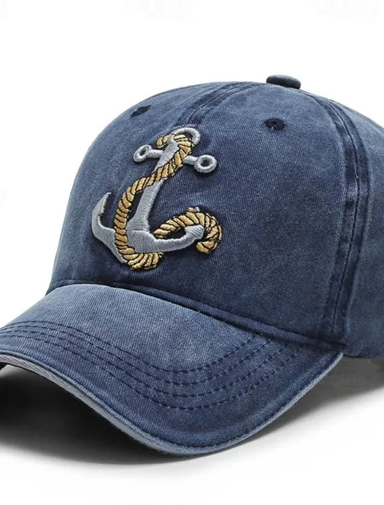 Sale OUKU Men's Baseball Cap Sun Hat Trucker Hat Black Navy Blue Polyester Embroidered Fashion Casual Street Daily Anchor Adjustable Sunscreen Breathable