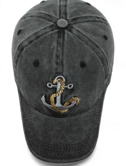 Sale OUKU Men's Baseball Cap Sun Hat Trucker Hat Black Navy Blue Polyester Embroidered Fashion Casual Street Daily Anchor Adjustable Sunscreen Breathable