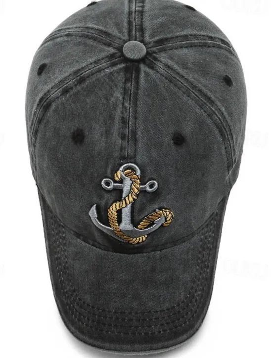 Sale OUKU Men's Baseball Cap Sun Hat Trucker Hat Black Navy Blue Polyester Embroidered Fashion Casual Street Daily Anchor Adjustable Sunscreen Breathable