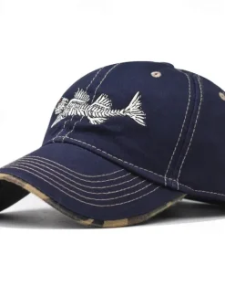 Sale OUKU Men's Baseball Cap Sun Hat Trucker Hat Black Navy Blue Cotton Embroidered Fashion Casual Street Daily Fish Adjustable Sunscreen Breathable