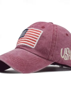 Outlet OUKU Men's Baseball Cap Sun Hat Trucker Hat Black Yellow Cotton Embroidered Fashion Casual Street Daily American US Flag Adjustable Sunscreen Breathable