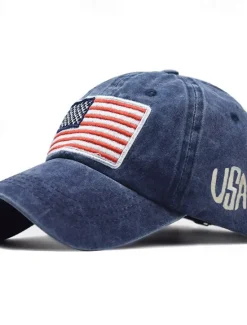 Outlet OUKU Men's Baseball Cap Sun Hat Trucker Hat Black Yellow Cotton Embroidered Fashion Casual Street Daily American US Flag Adjustable Sunscreen Breathable