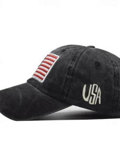 Outlet OUKU Men's Baseball Cap Sun Hat Trucker Hat Black Yellow Cotton Embroidered Fashion Casual Street Daily American US Flag Adjustable Sunscreen Breathable