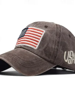 Outlet OUKU Men's Baseball Cap Sun Hat Trucker Hat Black Yellow Cotton Embroidered Fashion Casual Street Daily American US Flag Adjustable Sunscreen Breathable