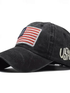 Outlet OUKU Men's Baseball Cap Sun Hat Trucker Hat Black Yellow Cotton Embroidered Fashion Casual Street Daily American US Flag Adjustable Sunscreen Breathable
