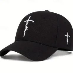 Outlet OUKU Men's Baseball Cap Sun Hat Trucker Hat White Black White Acrylic / Cotton Embroidered Fashion Casual Daily Festival Cross Faith Adjustable Sunscreen Breathable