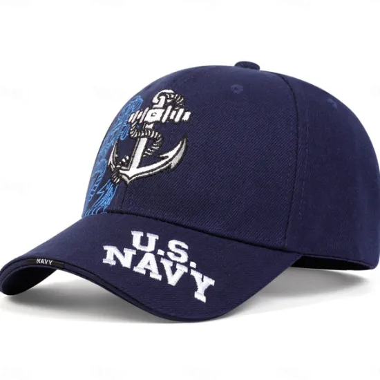 Hot OUKU Men's Baseball Cap Sun Hat Trucker Hat Black Dark Navy Cotton / Polyester Blend Embroidered Fashion Casual Daily Letter Anchor Adjustable Sunscreen Breathable