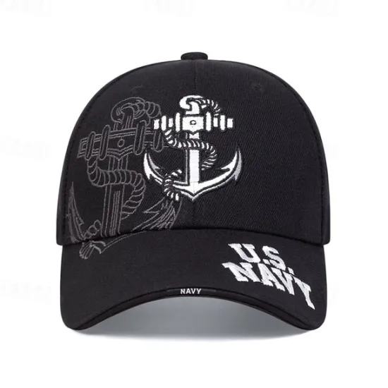 Hot OUKU Men's Baseball Cap Sun Hat Trucker Hat Black Dark Navy Cotton / Polyester Blend Embroidered Fashion Casual Daily Letter Anchor Adjustable Sunscreen Breathable
