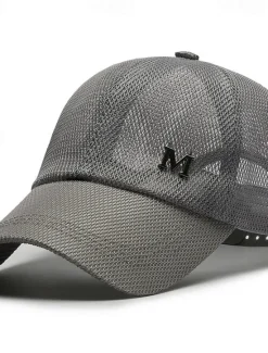 Sale OUKU Men's Baseball Cap Sun Hat Trucker Hat Black Navy Blue Polyester Mesh Fashion Casual Street Daily Plain Adjustable Sunscreen Breathable