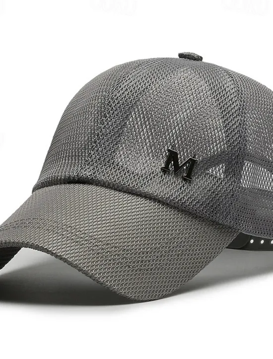 Sale OUKU Men's Baseball Cap Sun Hat Trucker Hat Black Navy Blue Polyester Mesh Fashion Casual Street Daily Plain Adjustable Sunscreen Breathable