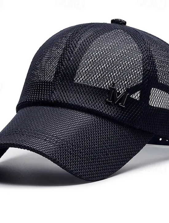 Sale OUKU Men's Baseball Cap Sun Hat Trucker Hat Black Navy Blue Polyester Mesh Fashion Casual Street Daily Plain Adjustable Sunscreen Breathable