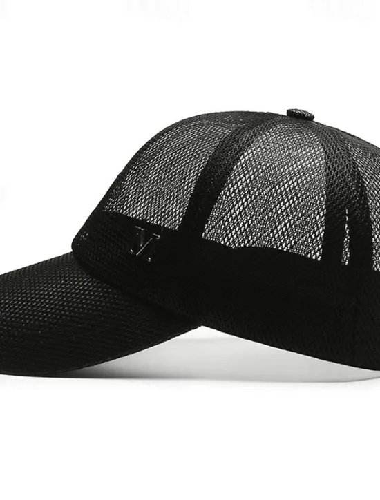 Sale OUKU Men's Baseball Cap Sun Hat Trucker Hat Black Navy Blue Polyester Mesh Fashion Casual Street Daily Plain Adjustable Sunscreen Breathable