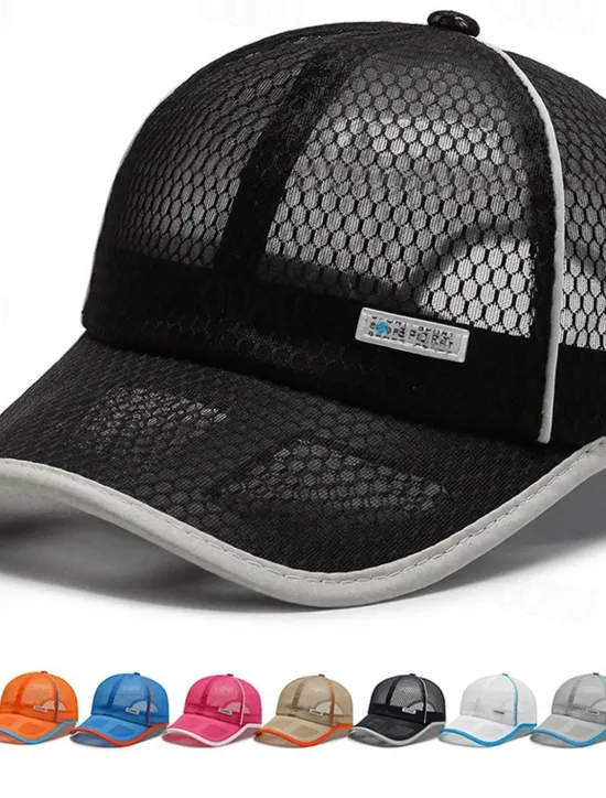 New OUKU Men's Baseball Cap Sun Hat Trucker Hat Mesh Cap Black White Polyester Mesh Fashion Casual Street Daily Plain Adjustable Sunscreen Breathable