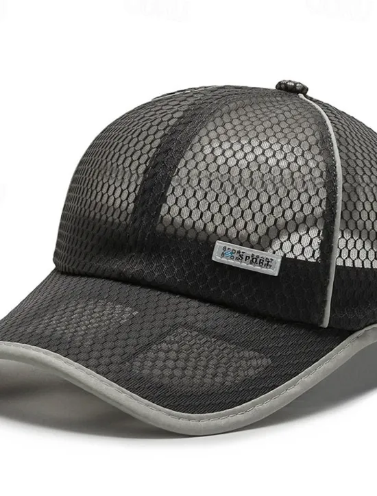New OUKU Men's Baseball Cap Sun Hat Trucker Hat Mesh Cap Black White Polyester Mesh Fashion Casual Street Daily Plain Adjustable Sunscreen Breathable