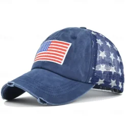 Clearance OUKU Men's Baseball Cap Sun Hat Trucker Hat Mesh Cap Black Wine Cotton Adjustable Fashion Daily Wear Festival Stars National Flag Casual / Daily
