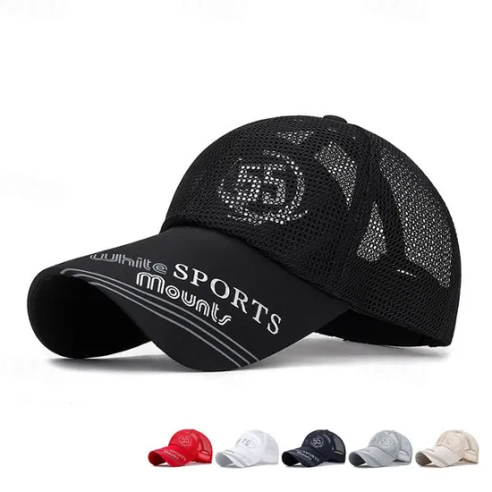 Best OUKU Men's Baseball Cap Sun Hat Sports Cap Black White Polyester Long Visor Brim Travel Refreshing Beach Outdoor Vacation Letter Printed Adjustable