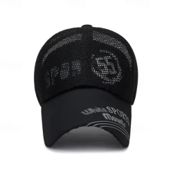 Best OUKU Men's Baseball Cap Sun Hat Sports Cap Black White Polyester Long Visor Brim Travel Refreshing Beach Outdoor Vacation Letter Printed Adjustable