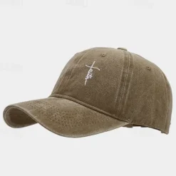 OUKU Men's Baseball Cap Sun Hat Trucker Hat Black White Cotton Embroidered Fashion Casual Daily Festival Cross Faith Sunscreen Breathable