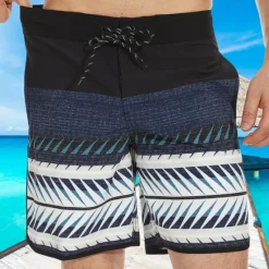 Sale OUKU Men's Bathing Suit Board Shorts Swim Shorts Swim Trunks Stripes Graphic Prints Quick dry Breathable Drawstring Elastic Waist Vacation Beach Hawaiian Casual Lake Blue Black