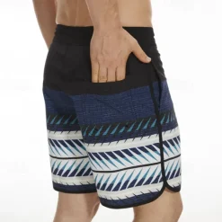 Sale OUKU Men's Bathing Suit Board Shorts Swim Shorts Swim Trunks Stripes Graphic Prints Quick dry Breathable Drawstring Elastic Waist Vacation Beach Hawaiian Casual Lake Blue Black