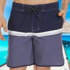 Sale OUKU Men's Bathing Suit Board Shorts Swim Shorts Swim Trunks Stripes Graphic Prints Quick dry Breathable Drawstring Elastic Waist Vacation Beach Hawaiian Casual Lake Blue Black