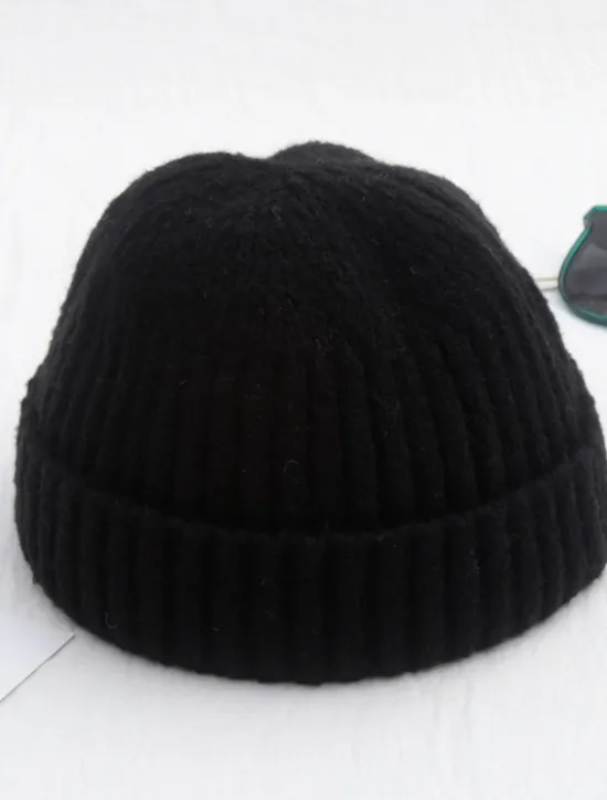 Sale OUKU Men's Beanie Hat Fisherman Beanie Trawler Beanie Watch Cap Beanies Light Yellow Black Cotton Sports Travel Roll up Edge Outdoor Vacation Plain Windproof Warm
