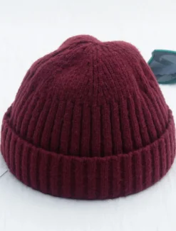 Sale OUKU Men's Beanie Hat Fisherman Beanie Trawler Beanie Watch Cap Beanies Light Yellow Black Cotton Sports Travel Roll up Edge Outdoor Vacation Plain Windproof Warm
