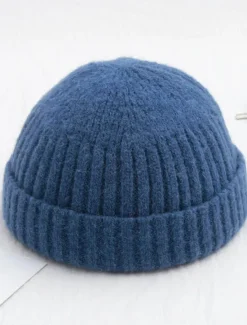 Sale OUKU Men's Beanie Hat Fisherman Beanie Trawler Beanie Watch Cap Beanies Light Yellow Black Cotton Sports Travel Roll up Edge Outdoor Vacation Plain Windproof Warm