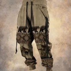 OUKU Men's Bear Cowboy Sweatpants Joggers Pants Trousers Mid Waist Drawstring Elastic Waist Vintage Casual Outdoor Street Dailywear Pocket Spring Fall Winter 3D Print Brown