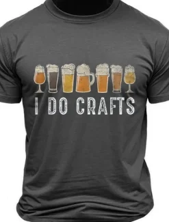 Sale OUKU Men's Beer Letter Print T Shirt Tee Top Cotton Short Sleeve Graphic Shirt Black Army Green Dark Gray Comfortable Tee Street Sports Outdoor Fashion Designer Clothing