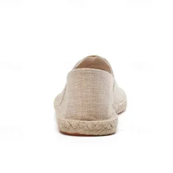 Clearance OUKU Men's Beige Canvas Espadrille Slip-On Shoes with Jute Rope Sole – Comfortable Summer Casual Footwear