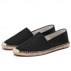 Clearance OUKU Men's Beige Canvas Espadrille Slip-On Shoes with Jute Rope Sole – Comfortable Summer Casual Footwear