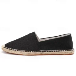Clearance OUKU Men's Beige Canvas Espadrille Slip-On Shoes with Jute Rope Sole – Comfortable Summer Casual Footwear