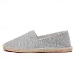 Clearance OUKU Men's Beige Canvas Espadrille Slip-On Shoes with Jute Rope Sole – Comfortable Summer Casual Footwear