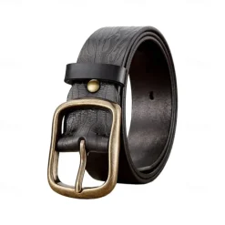 Discount OUKU Men's Belt Black Brown Cowhide First layer cowhide Elegant Vacation Vintage Reactive Print School Formal Wedding