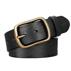 Discount OUKU Men's Belt Black Brown Cowhide First layer cowhide Elegant Vacation Vintage Reactive Print School Formal Wedding