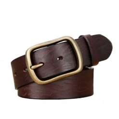 Discount OUKU Men's Belt Black Brown Cowhide First layer cowhide Elegant Vacation Vintage Reactive Print School Formal Wedding