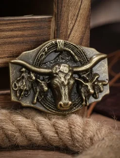 Hot OUKU Men's Belt Buckle Buckle Silver Bronze Alloy Vintage Style Retro Vintage Cow Daily Religious Celebrations