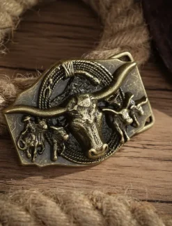 Hot OUKU Men's Belt Buckle Buckle Silver Bronze Alloy Vintage Style Retro Vintage Cow Daily Religious Celebrations