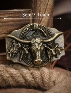 Hot OUKU Men's Belt Buckle Buckle Silver Bronze Alloy Vintage Style Retro Vintage Cow Daily Religious Celebrations