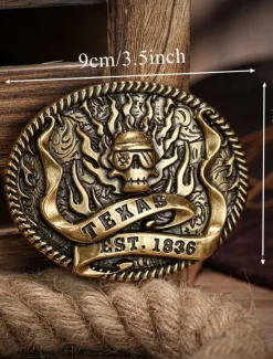Best OUKU Men's Belt Buckle Buckle Silver Bronze Alloy Vintage Style Retro Vintage Ghost Texas Daily Religious Celebrations
